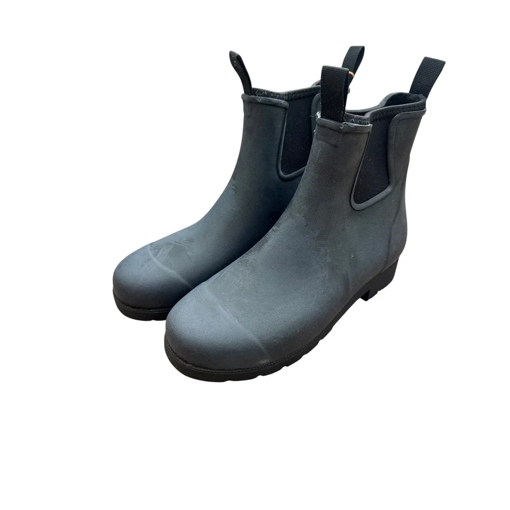 Quince Anyday Chelsea Rain Boots Black‎ Waterproof Rubber Lug Sole NEW